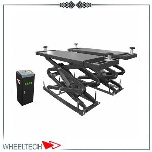 جک قیچی توکار 1.8 متری پولی با ظرفیت بالا و طراحی مستحکم برای کارگاه‌های تعمیراتی و خدمات خودرویی.