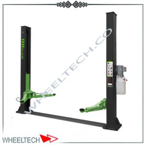 جک بالابر دو ستون پولی PL-40-2BH با پایه H فلزی و ظرفیت 4 تن، مناسب برای تعمیرگاه خودرو