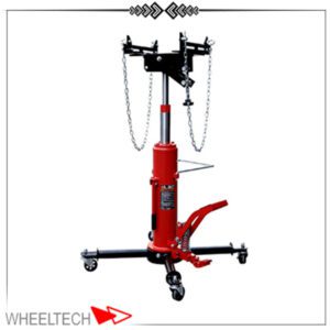 دستگاه جک گیربکس درآر زنجیری تلسکوپی با قابلیت تنظیم ارتفاع، مناسب برای سرویس‌های گیربکس خودروهای سنگین.