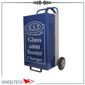 دستگاه شارژر استارتر باتری الکتروصنعت مدل 6000، مناسب برای تعمیرگاه‌ها و مراکز خدماتی، با توان بالا و قابلیت شارژ سریع.