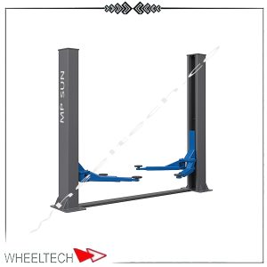 تصویر جک دوستون ام پی سان ۴ تن با اتصال از پایین، مناسب تعمیرگاه خودرو سواری، دارای سیستم هیدرولیک و قفل ایمنی