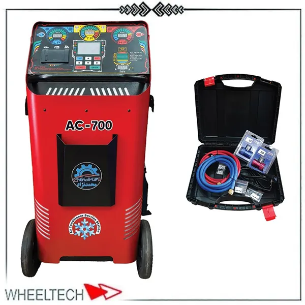 دستگاه شارژ کولر الکتروصنعت AC700 مدل تماماتوماتیک عکس دستگاه شارژ گاز کولر الکتروصنعت AC700؛ دستگاه تماماتوماتیک مجهز به بازیافت، وکیوم، شارژ گاز، تزریق روغن و بانک اطلاعاتی خودروها.