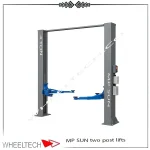 نمای کامل جک دو ستون MP SUN ظرفیت ۴ تن با سیستم هیدرولیک و اتصال از بالا، مناسب تعمیرگاه خودرو سواری