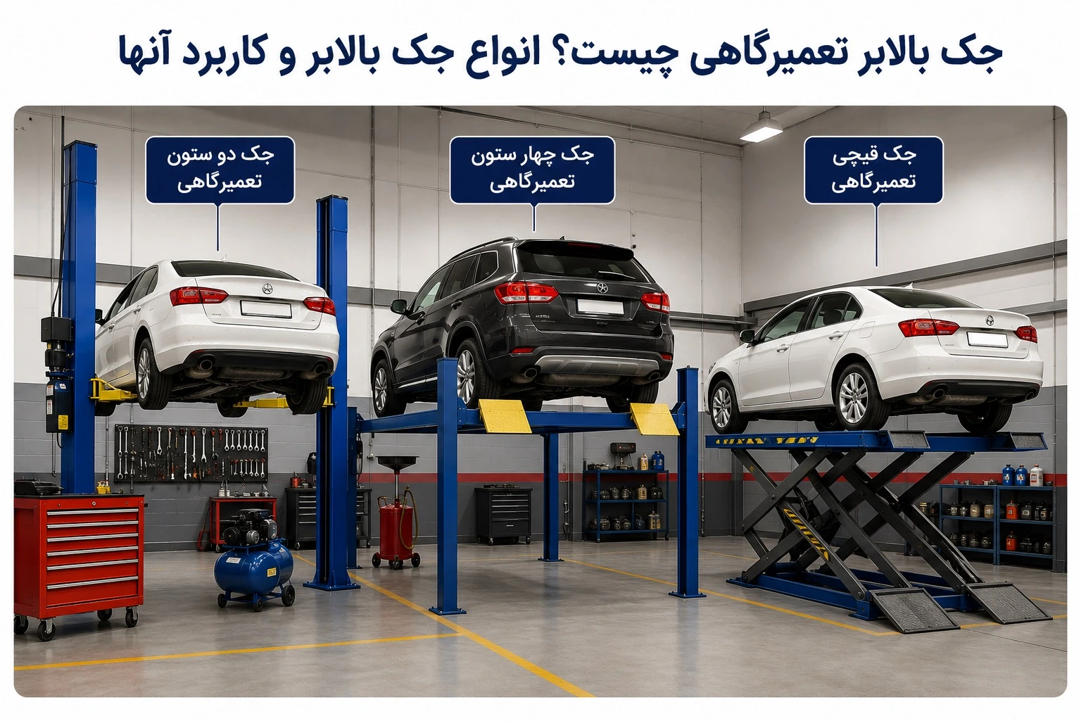 جک بالابر تعمیرگاهی چیست؟‌ انواع جک بالابر و کاربرد آنها